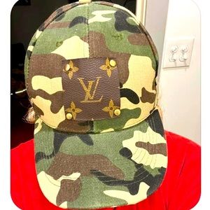 Camo hat with LV patch